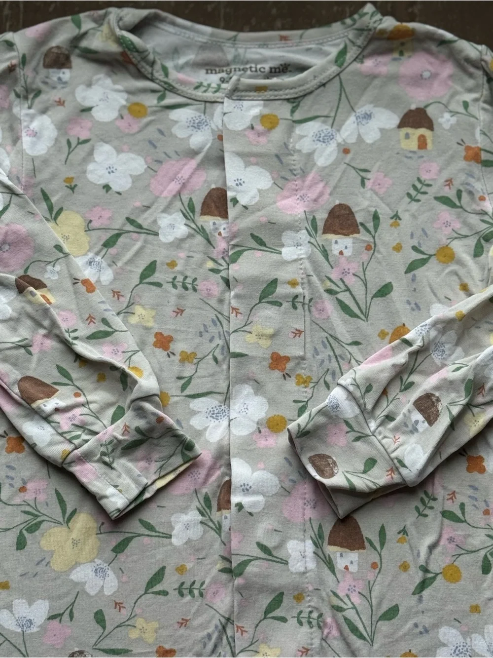 +Magnetic Me Pastel Floral Footed One-Piece 9-12M Baby Girl Pink Green Modal
